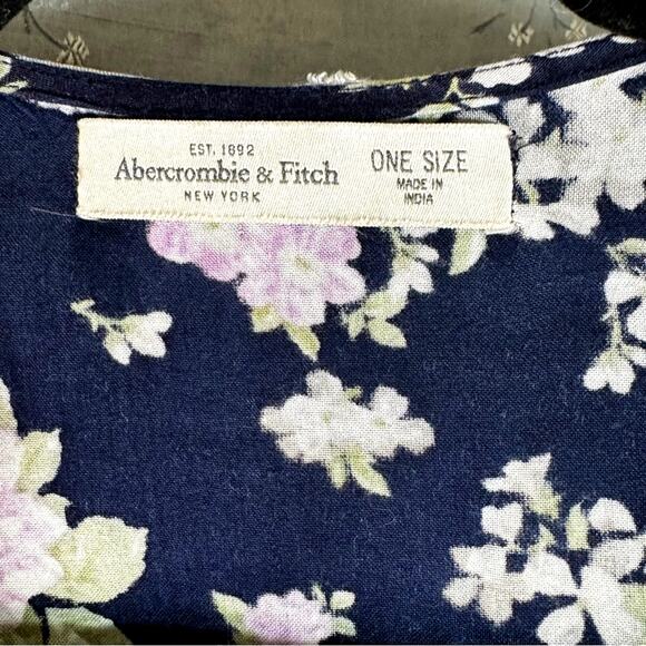 Abercrombie Fitch Boho Kimono Robe Navy Floral Tassels Romantic Festival Duster - Picture 3 of 4
